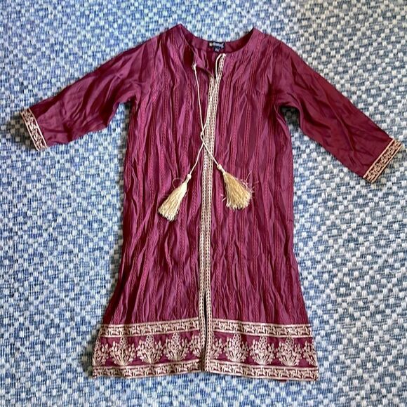 Dhanak Youth 10-11 Years Old Sophisticated Embroidery w Gold Tassels Eid Dress - Picture 10 of 10